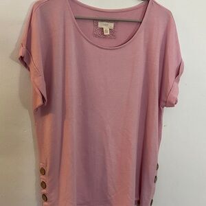 Cupio Mauve Short Sleeve Top with Button Accents